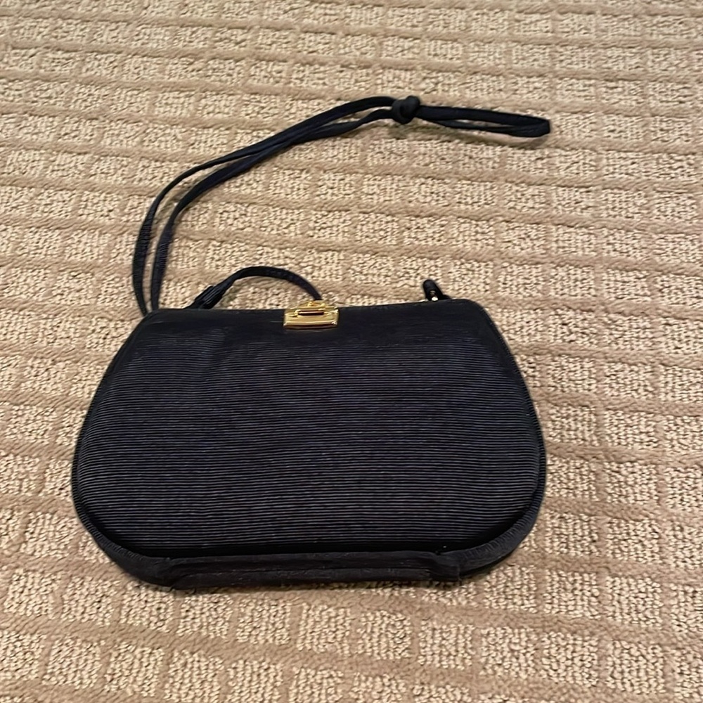 Talbots Navy Blue Woven Shoulder Bag - Picture 3 of 5